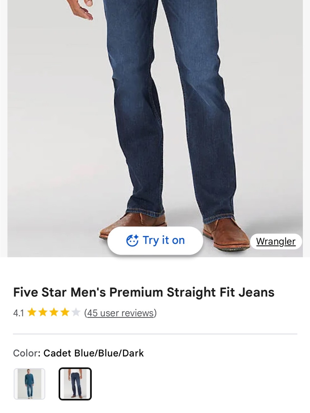 Wrangler Men's Straight Fit Jeans - Dark Blue